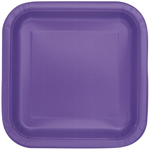 Neon Purple Square 9" Dinner Plates, 14ct