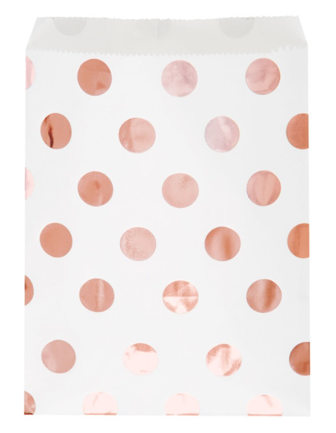 Rose Gold Dots Treat Bags, 8ct