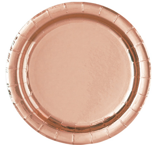 Rose Gold Foil Round 7" Dessert Plates, 8ct