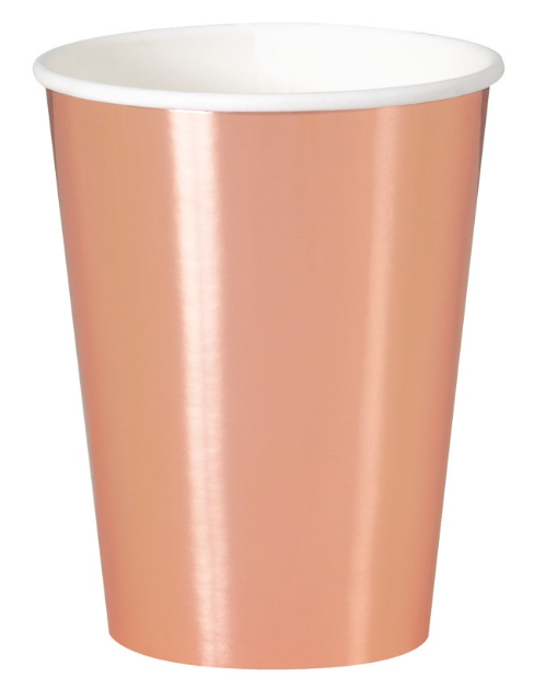 Rose Gold Foil 12oz Paper Cups, 8ct
