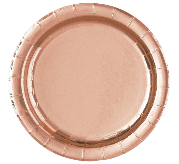 Rose Gold Foil Round 9" Dinner Plates, 8ct