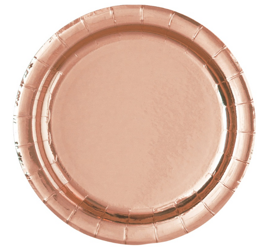 Rose Gold Foil Round 9" Dinner Plates, 8ct