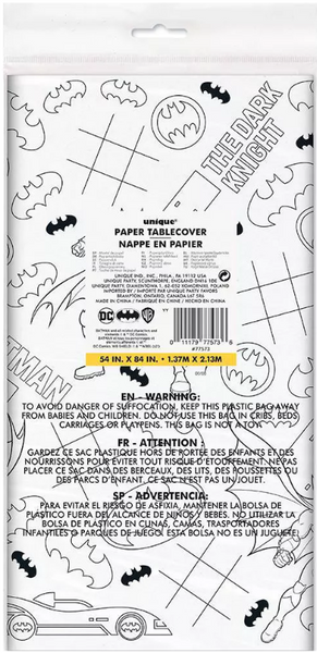 Batman Activity Rectangular Paper Table Cover, 54" x 84", 1ct