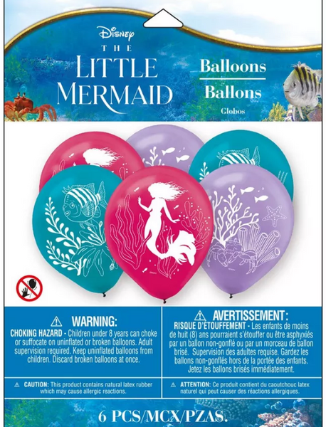 The Little Mermaid Latex Ballons, 6ct