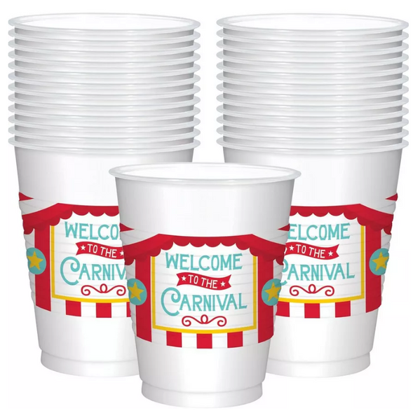 Carnival Printed Plastic Cup, 25ct