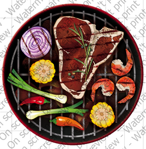 Grill Top with Food Edible Cake Topper Image