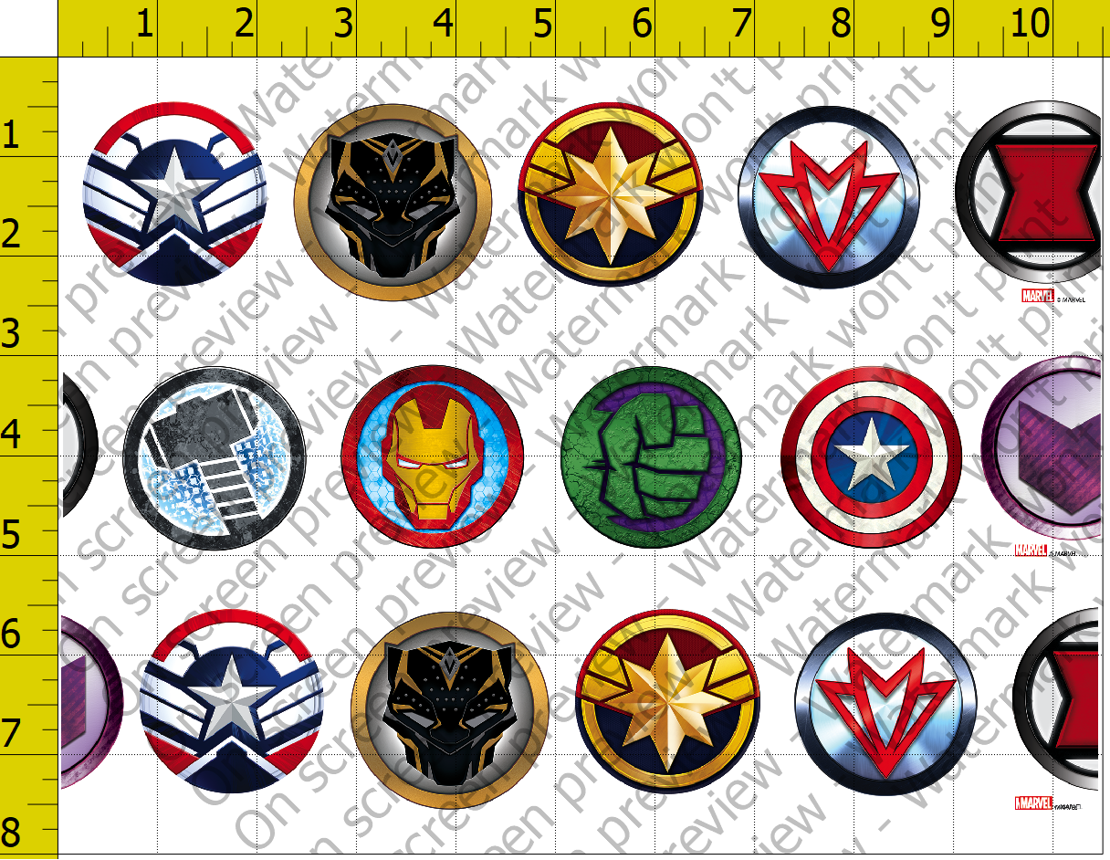 Marvel Character Icons Edible Cake Topper Image Strips