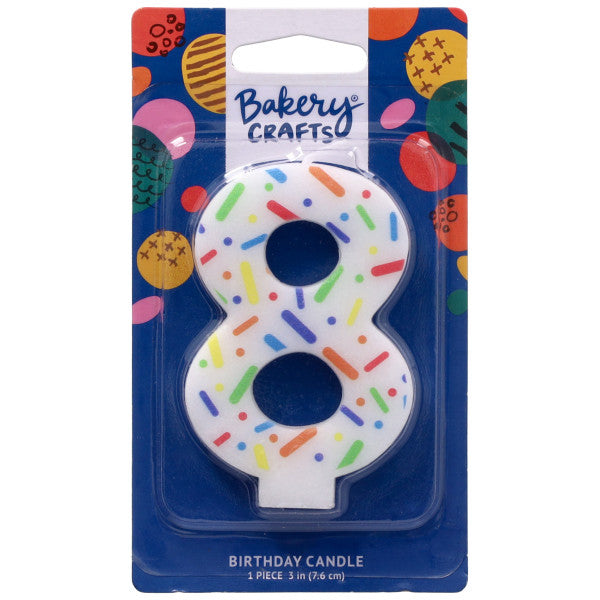8 Rainbow Sprinkle Numeral Candles