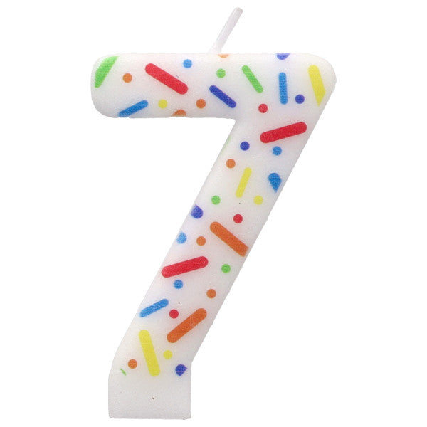 7 Rainbow Sprinkle  Numeral Candles