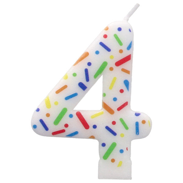 4 Rainbow Sprinkle  Numeral Candles