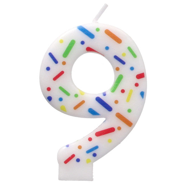 9 Rainbow Sprinkle Numeral Candles