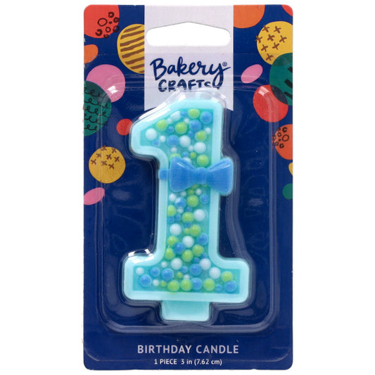 First Birthday Blue Numeral Candles