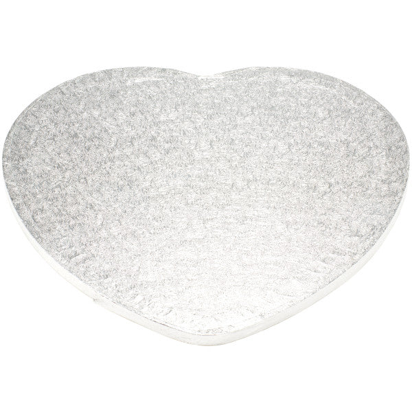 Cake Board 12" Heart-Shaped Silver Foil 0.5" Thick