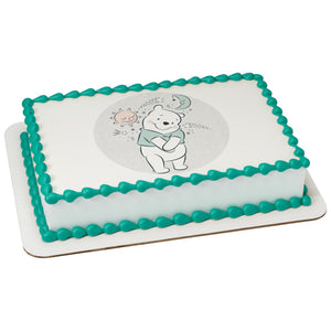 Pooh bear Baby Shower Cake topper Winnie the Pooh 1/2 sheet cake edible  image cake topper 