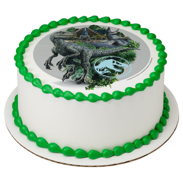 Jurassic World Raptor Paddock Edible Cake Topper Image