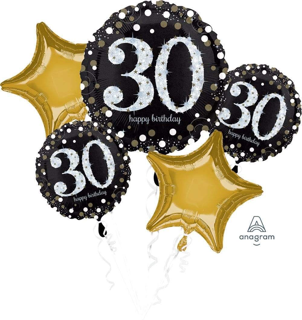 Sparkling Celebration 30th Birthday 5pc Balloon Bouquet