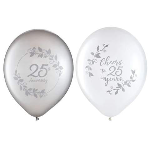 Happy 25th Anniversary 12" Latex Balloons, 15ct