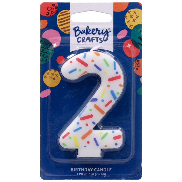 2 Rainbow Sprinkle Numeral Candles