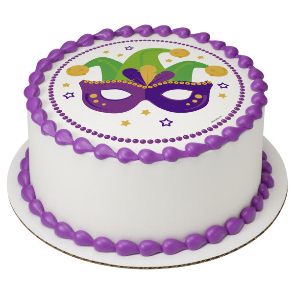 Mardi Gras Mask Edible Cake Topper Image