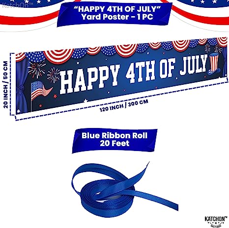 Happy 4th of July Fabric Banner, 1ct