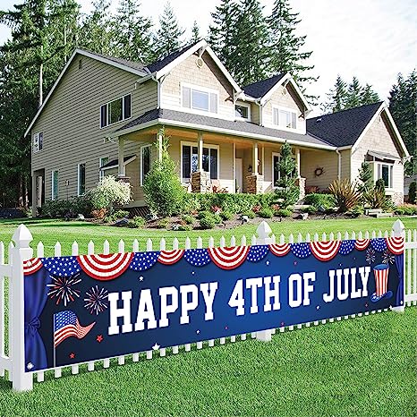 Happy 4th of July Fabric Banner, 1ct