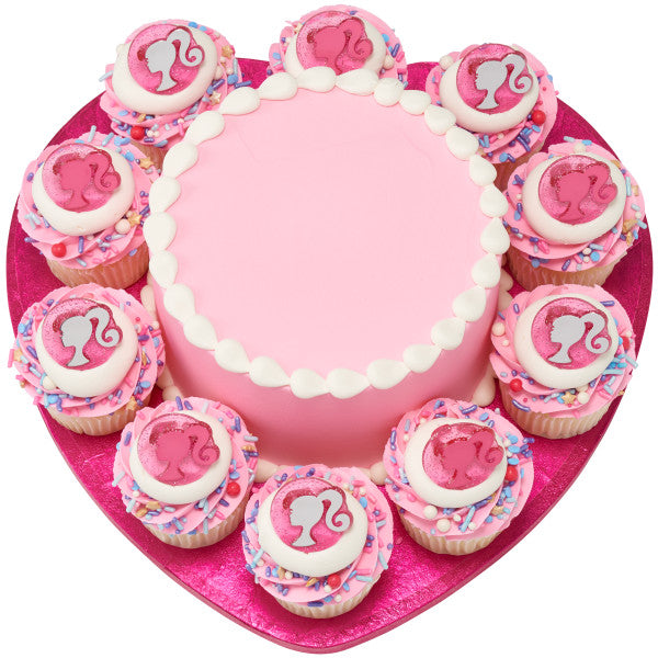 Cake Board 12" Heart Shaped Pink Foil 0.5" Thick