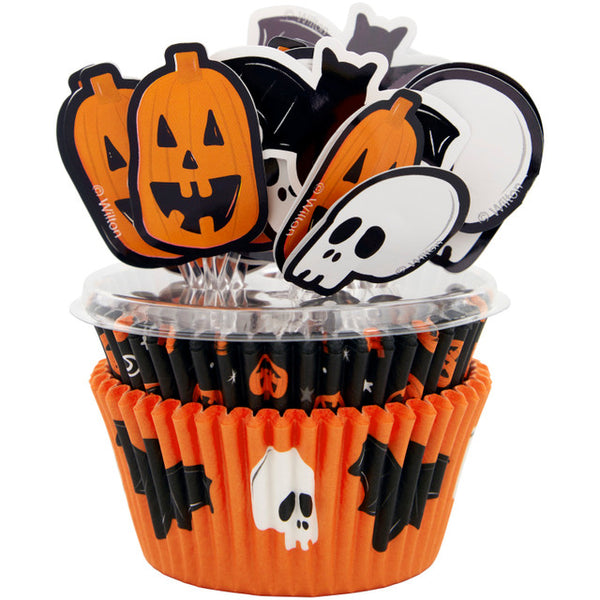 Skull, Bat and Pumpkin Halloween Cupcake Kit, 72-Piece