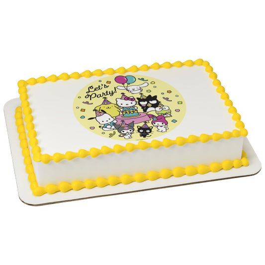 Hello Kitty® Let's Party  Edible Cake Topper Image