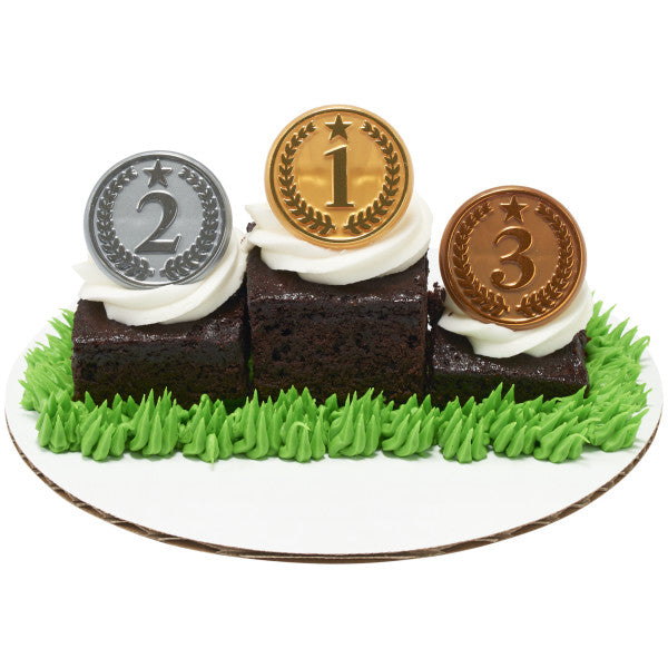 Gold, Silver, and Bronze Medal Foil  Cupcake Rings. 12ct