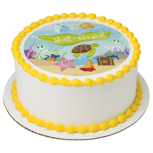 Shell-Ebrate Summer Edible Cake Topper Image