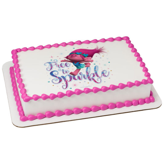 Trolls Free to Sparkle Edible Cake Topper Image