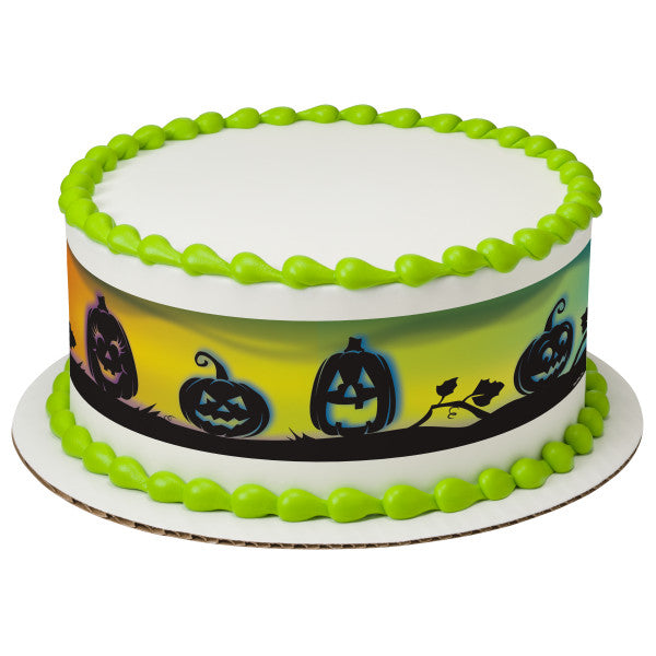 Pumpkin Silhouette Edible Cake Topper Image Strips