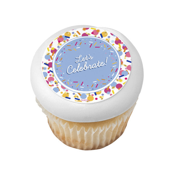 Packed Party Let's Celebrate Edible Cake Topper Image