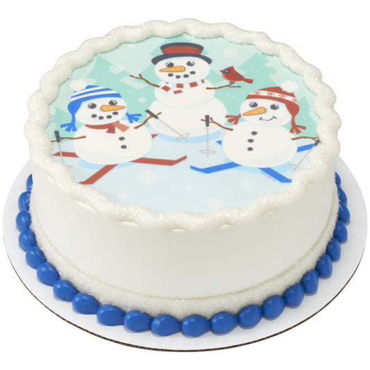 Snowman Friends Edible Cake Topper Image
