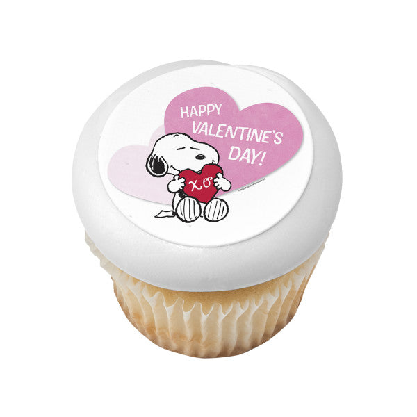 Peanuts® Snoopy® Happy Valentine's Day Edible Cake Topper Image
