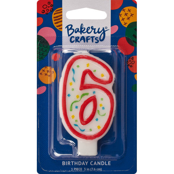 6 Party Red Numeral Candle