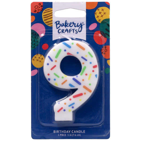 9 Rainbow Sprinkle Numeral Candles