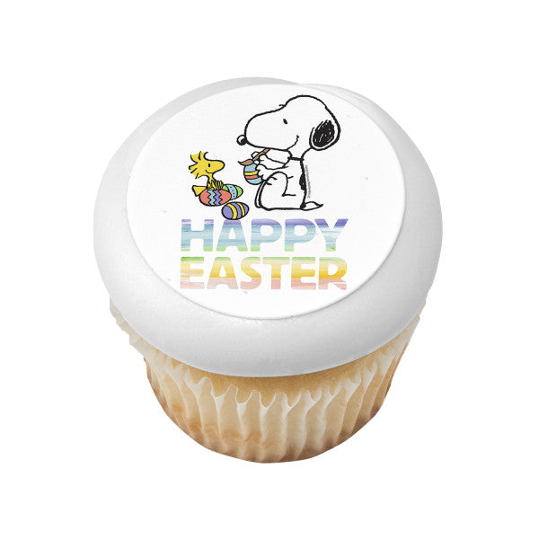 Imagen de decoración comestible para tarta de Peanuts Happy Easter