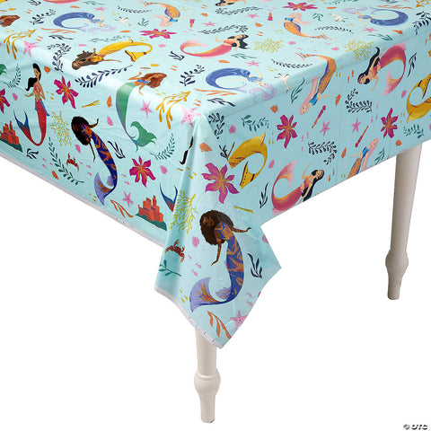 The Little Mermaid Rectangular Plastic Table Cover, 54" x 84", 1ct
