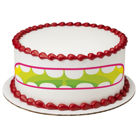 Green Monster Mouth Edible Cake Topper Image Strips