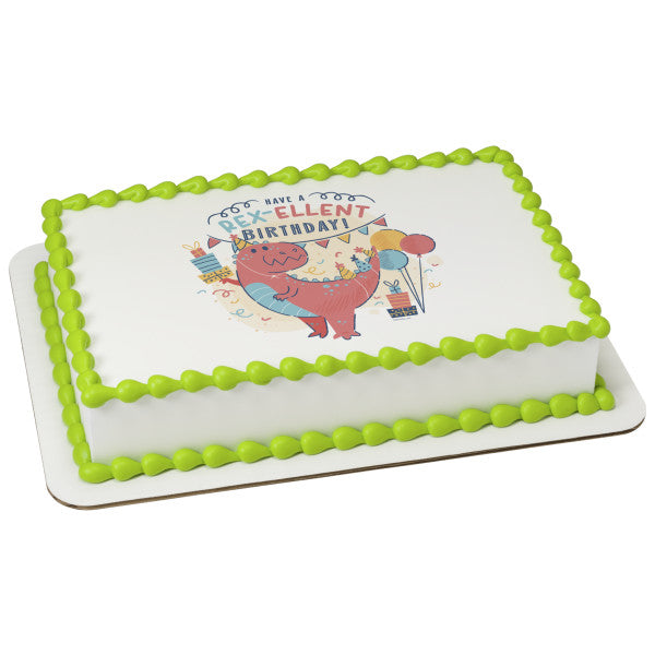 Have a Rex-Ellent Birthday! Edible Cake Topper Image