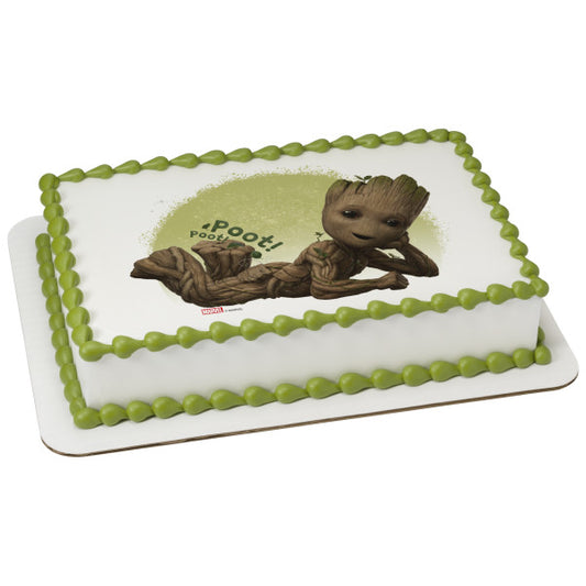 Imagen comestible para decoración de tarta con texto en inglés "Soy Groot" de Marvel Studios