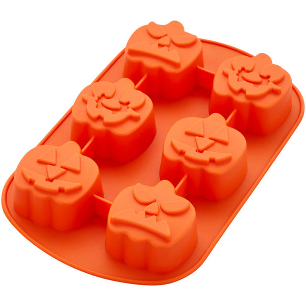 Funny Jack-O-Lantern Silicone Baking and Candy Mold, 6-Cavity
