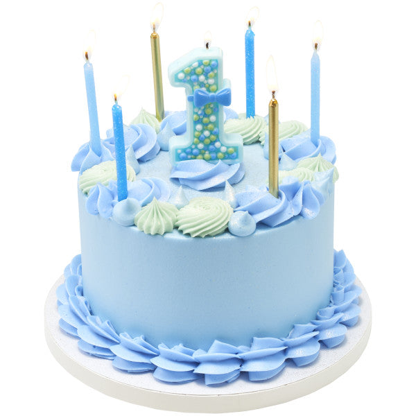 First Birthday Blue Numeral Candles