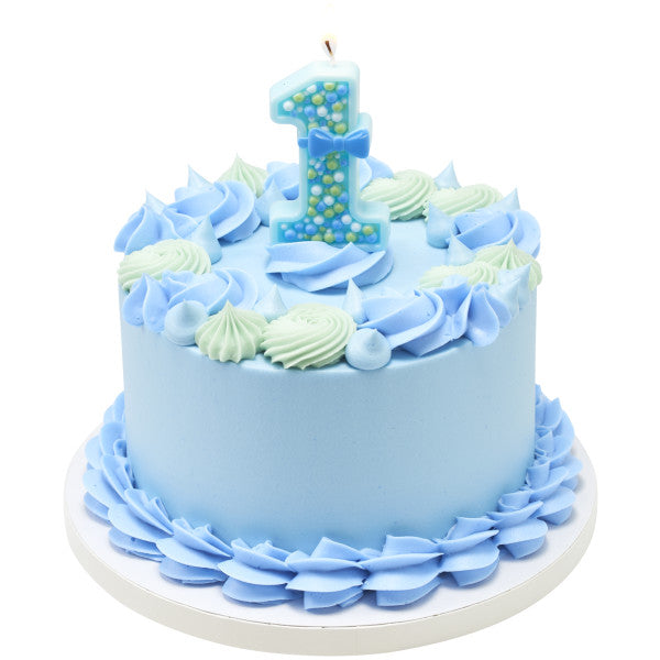 First Birthday Blue Numeral Candles