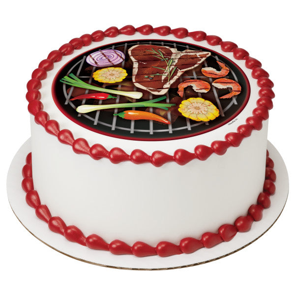 Grill Top with Food Edible Cake Topper Image