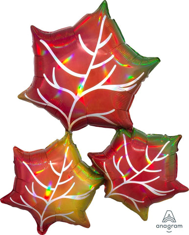 Iridescent Leaves 30" Foil Balloon, 1ct