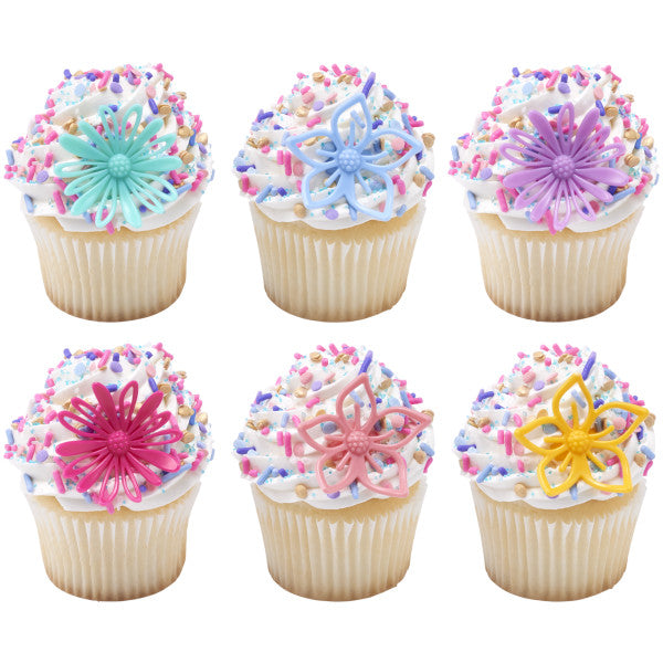 Flowers Assortment  Cupcake Rings. 12ct