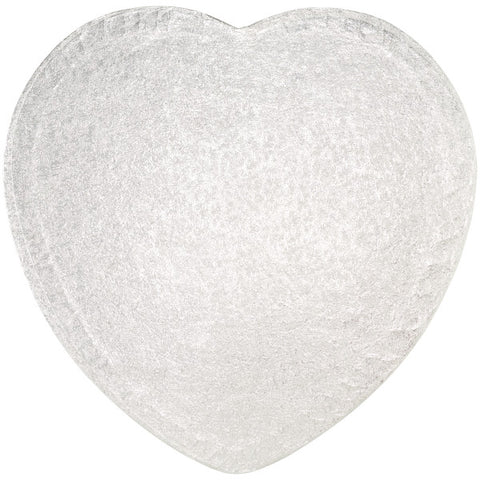 Cake Board 12" Heart-Shaped Silver Foil 0.5" Thick