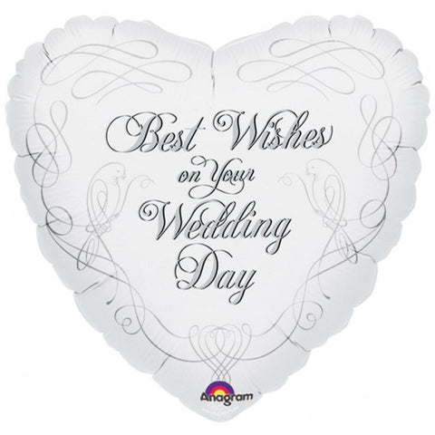 Best Wishes on Your Wedding Day 18" Heart-Shaped Balloon, 1ct